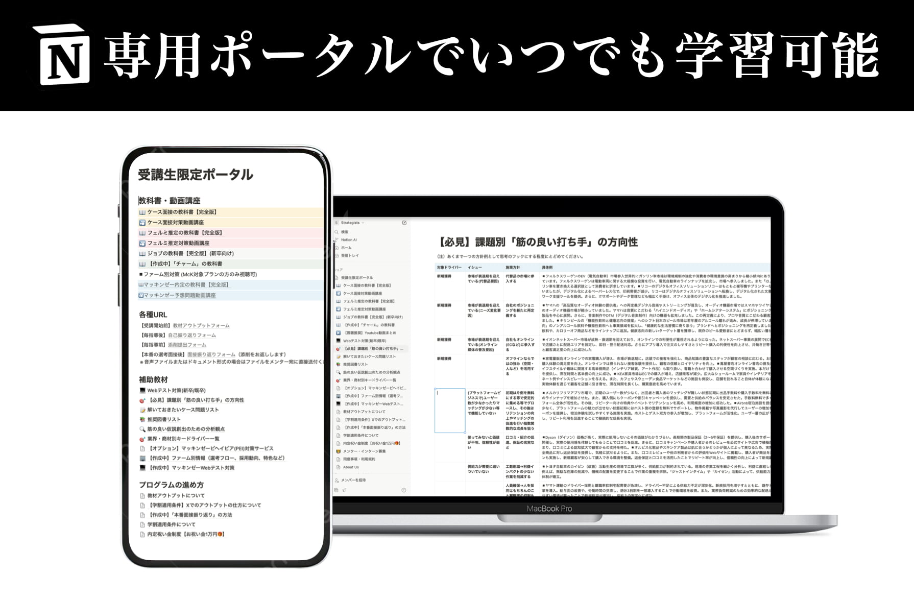 専用ポータルでいつでも学習可能